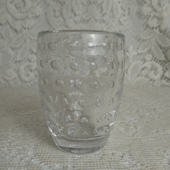 Rare Controlled Bubble Blown Art Glass Small Cup Tumbler Vase Clear - Picture 5 of 7